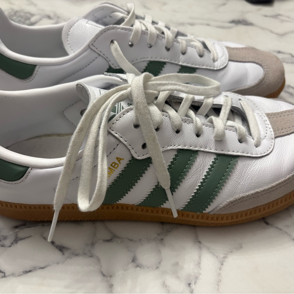 Adidas Samba White and Green Shoes